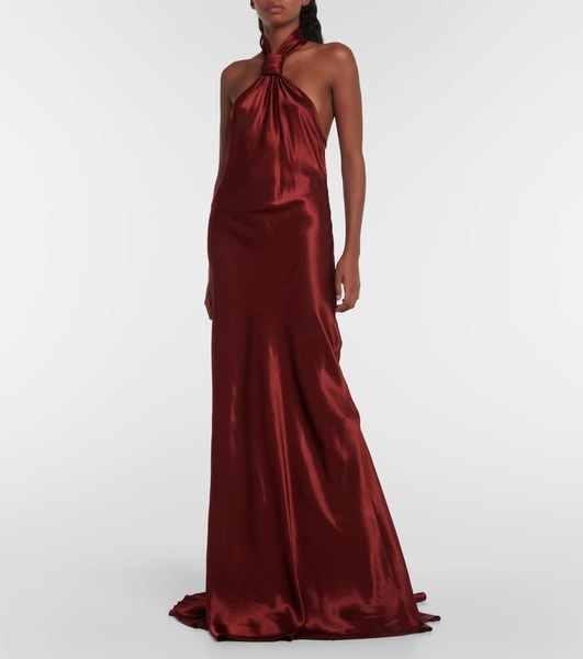 Halterneck satin gown 