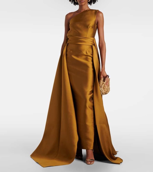 Charo one-shoulder twill gown