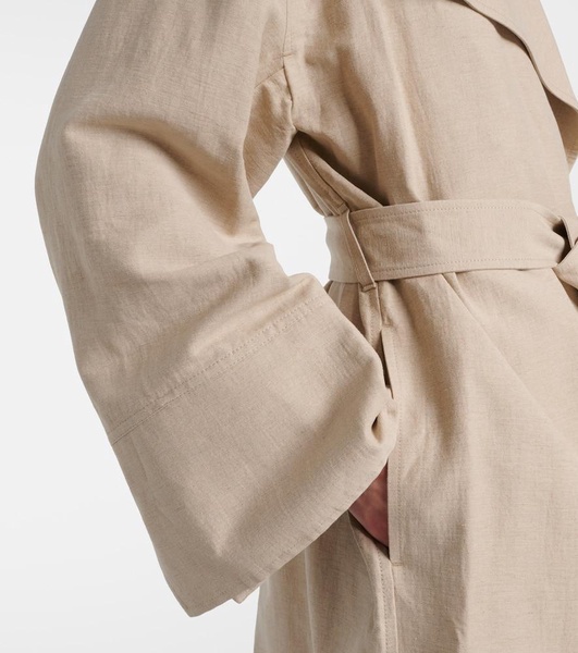 Signature linen-blend trench coat