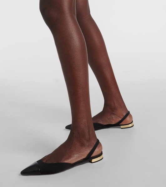 Leather-trimmed slingback flats