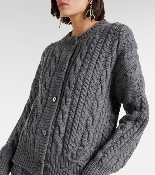 Cable-knit wool and cashmere cardigan