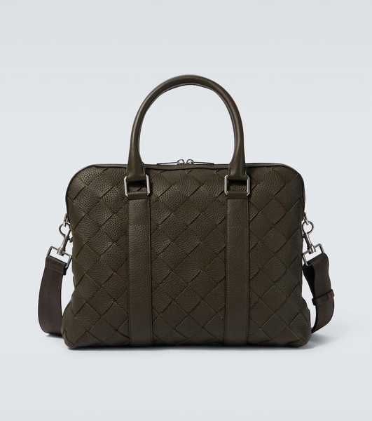 Intrecciato leather briefcase