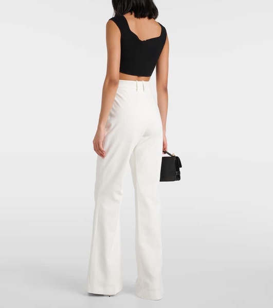 High-rise crêpe flared pants