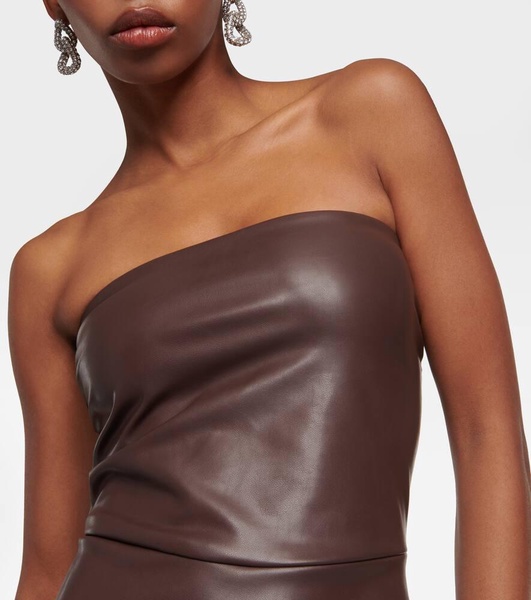 Strapless faux leather fishtail gown