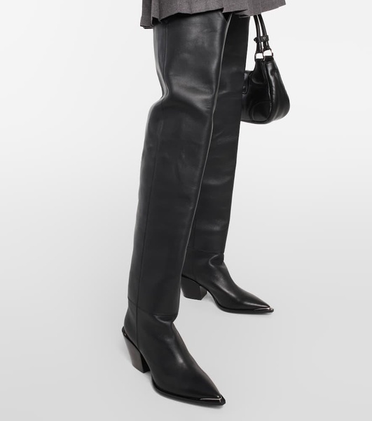 Strong Femininity leather over-the-knee boots