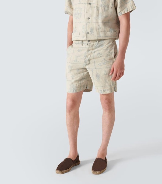 Printed linen shorts