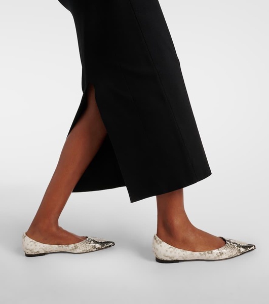 Love snake-effect leather ballet flats