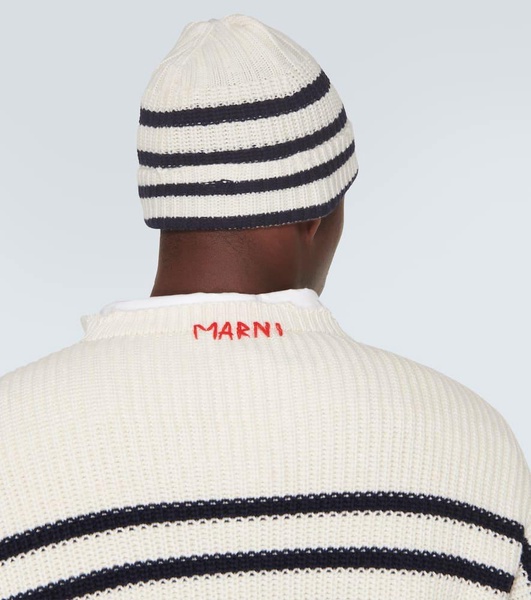 Striped virgin wool beanie