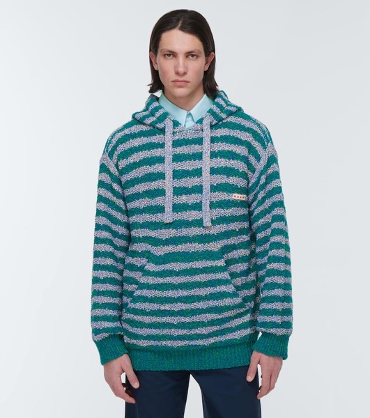 Striped cotton-blend hoodie