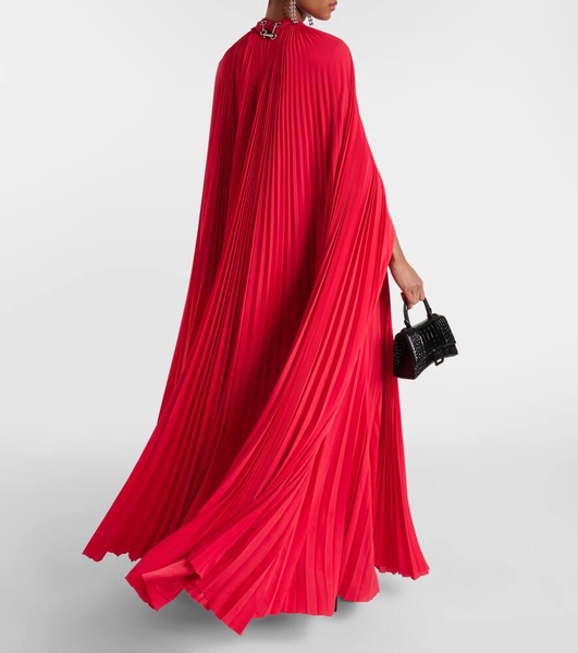 Caped pleated gown