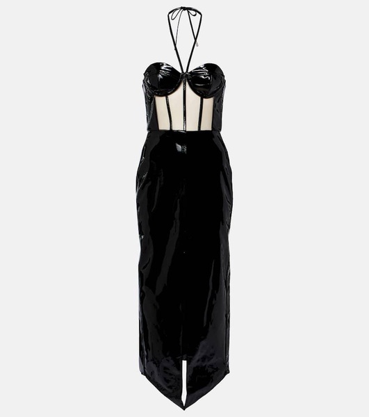 Corset patent leather midi dress 