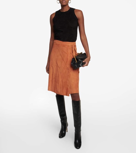 Mindy high-rise suede midi skirt