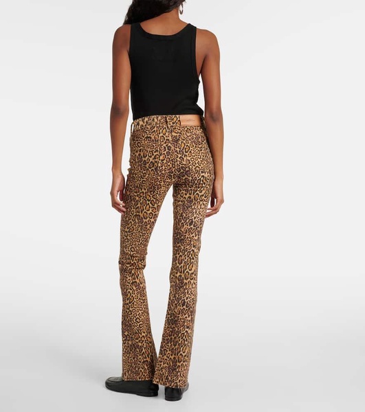 Ali leopard-print high-rise flared jeans