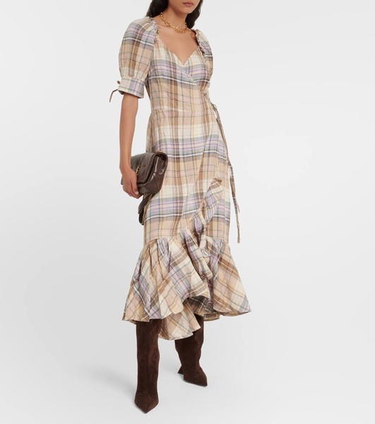 Plaid linen dress