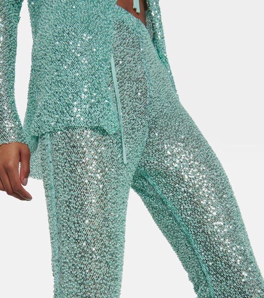 Beaded high-rise flared pants