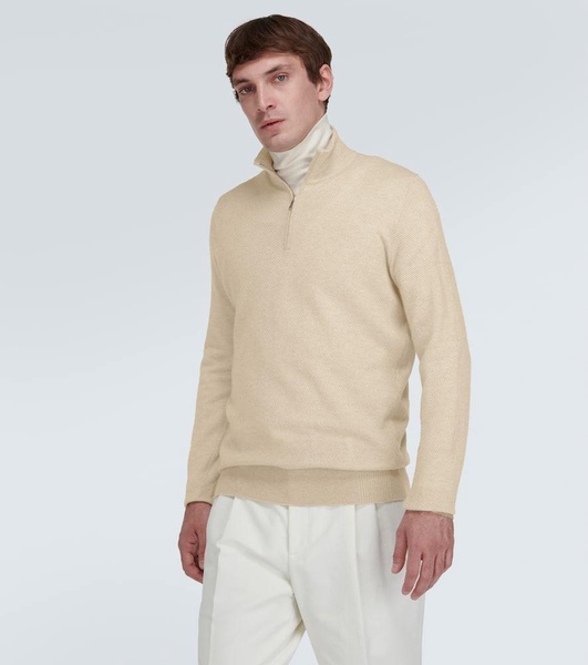 Mezzocollo Roadster cashmere half-zip sweater