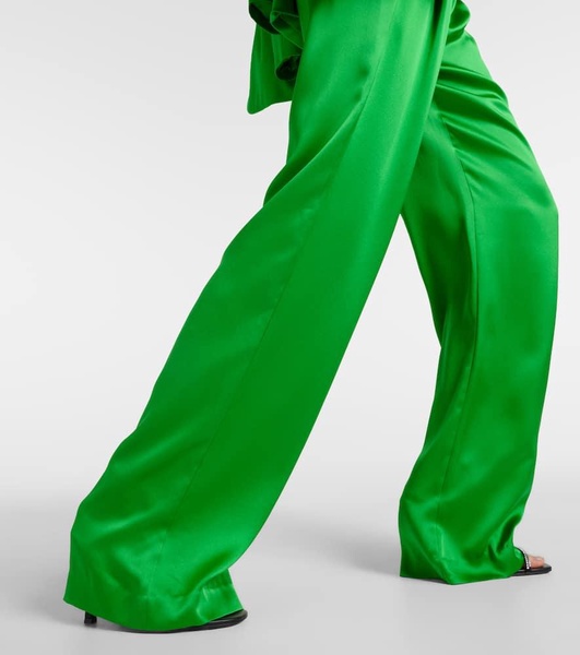 Pleated silk wide-leg pants