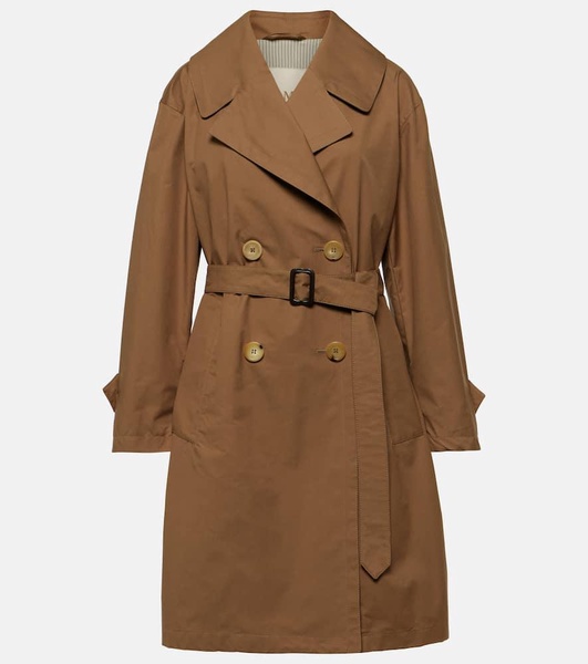 Cotton-blend twill trench coat