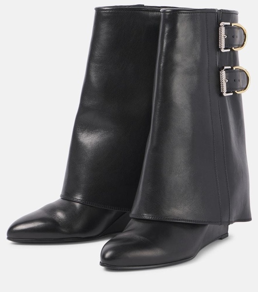 Shark Lock Buckles leather ankle boots