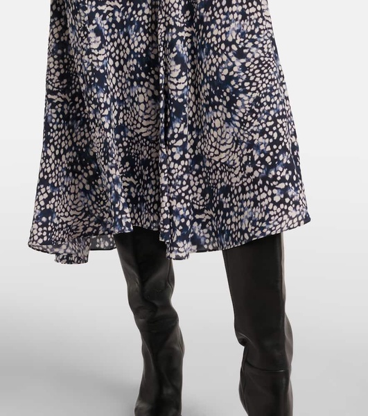 Hortensia printed crêpe de chine midi skirt