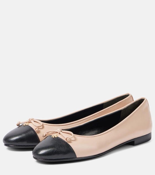 Embellished leather ballet flats