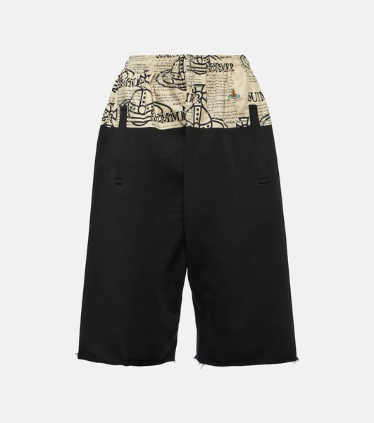 Kung Fu printed cotton shorts