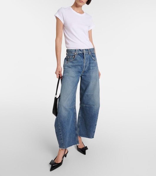 Horseshoe mid-rise wide-leg jeans