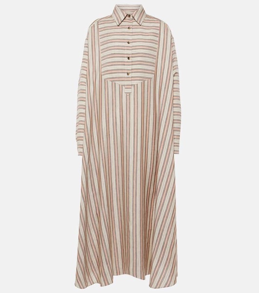 Striped linen and silk kaftan