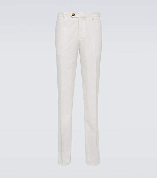 Cotton gabardine slim pants