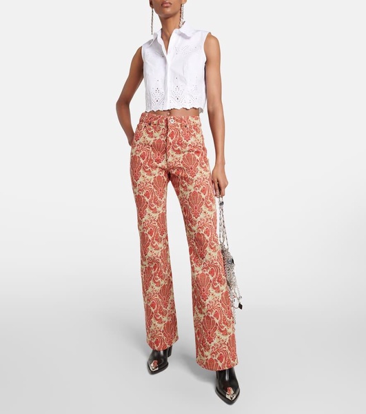 Jacquard high-rise flared pants