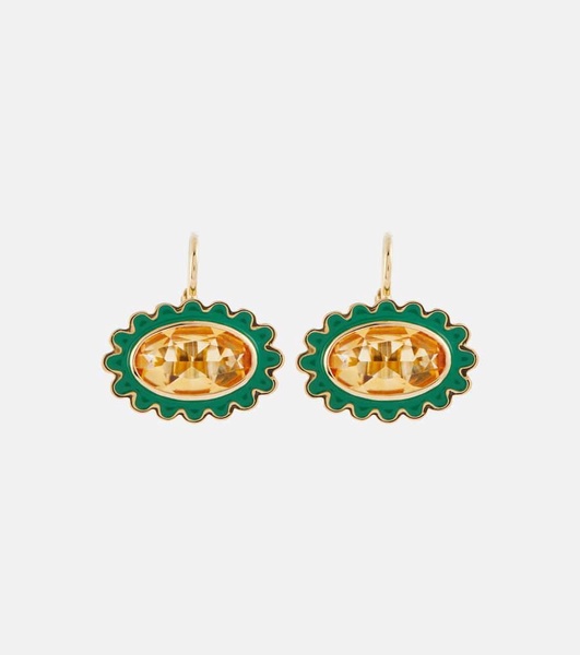 Margarita 18kt gold earrings with citrine and enamel