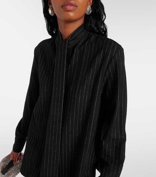 Pinstripe tie-neck shirt