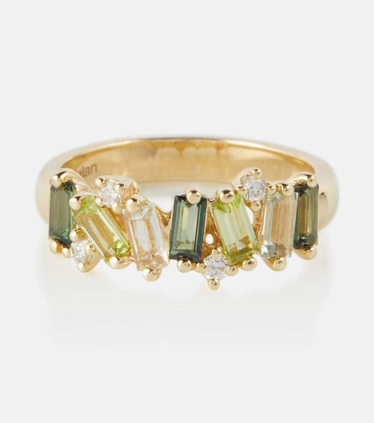 Amalfi 14kt gold ring with diamonds, topaz, peridot and amethyst