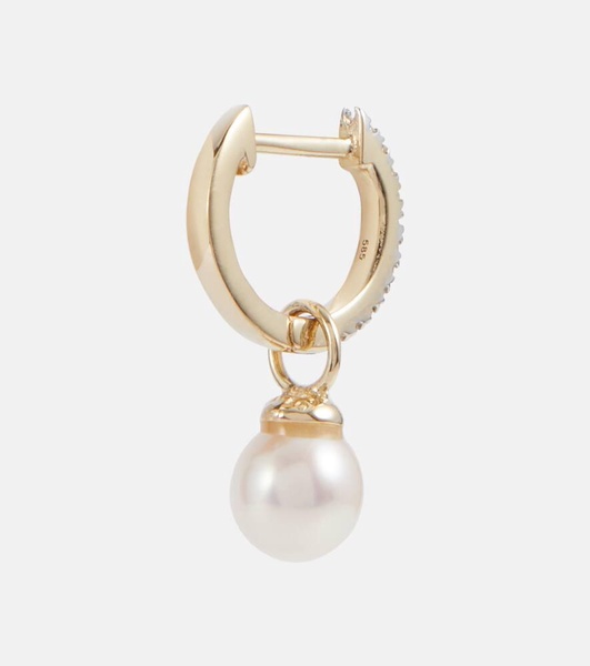 14kt gold earrings with diamonds and detachable pearls