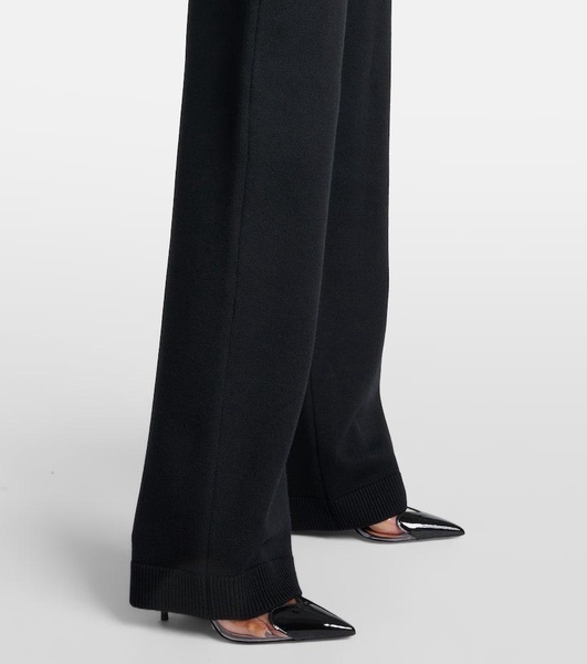 High-rise wool-blend straight pants