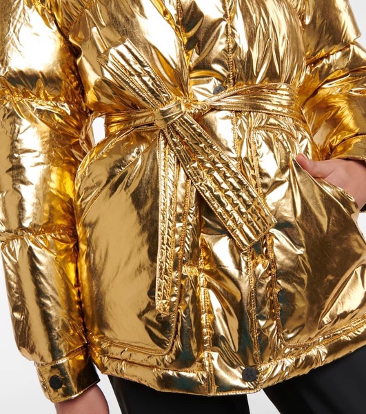 Metallic belted down parka