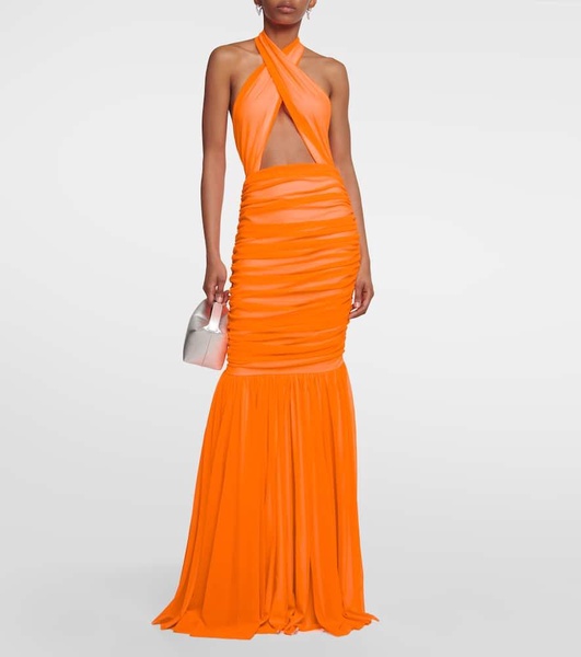 Shirred halterneck gown