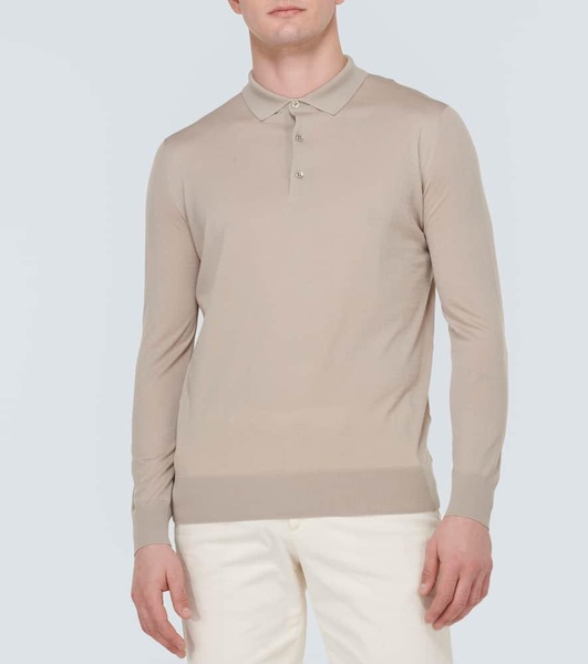 Virgin wool polo sweater