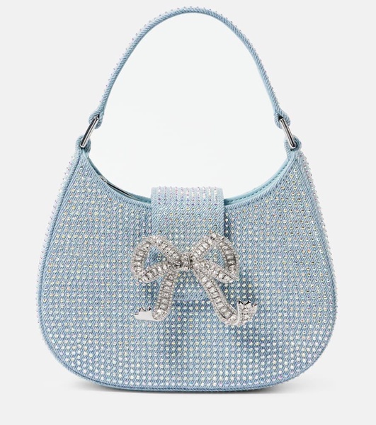 Crystal-embellished denim tote bag