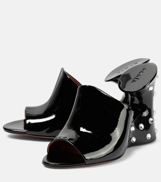 La Sculpture embellished patent leather mules