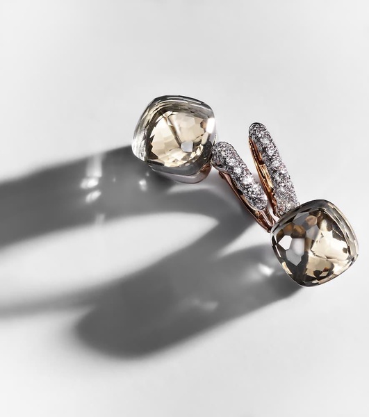 Nudo Classic 18kt rose and white gold earrings with topaz and diamonds