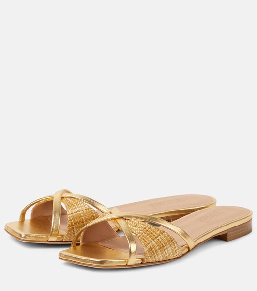 Penn raffia and metallic leather sandals