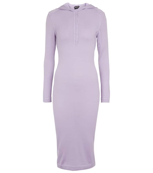 Cashmere and silk hoodie midi dress