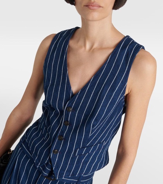 Pinstriped linen and cotton vest