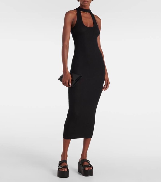 Ribbed-knit cutout maxi dress