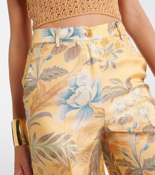 Printed silk wide-leg pants