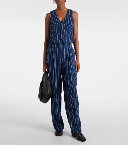 Pinstriped linen and cotton vest