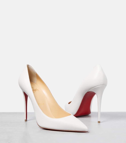 Kate 100 pointed-toe leather heeled courts