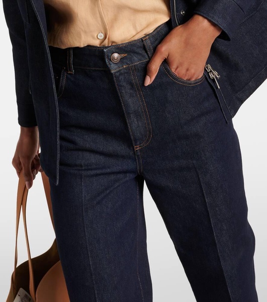 High-rise cropped straight jeans