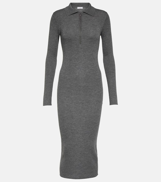 Ribbed-knit virgin wool and cashmere midi dress